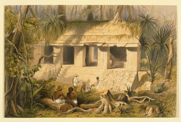 A Palenque-i Palota Főudvarja, illusztráció a „Csík-amerikai utazások eseményei Közép-Amerikában, Chiapas és Yucatan” című művéből, John Lloyd Stephens, 1844